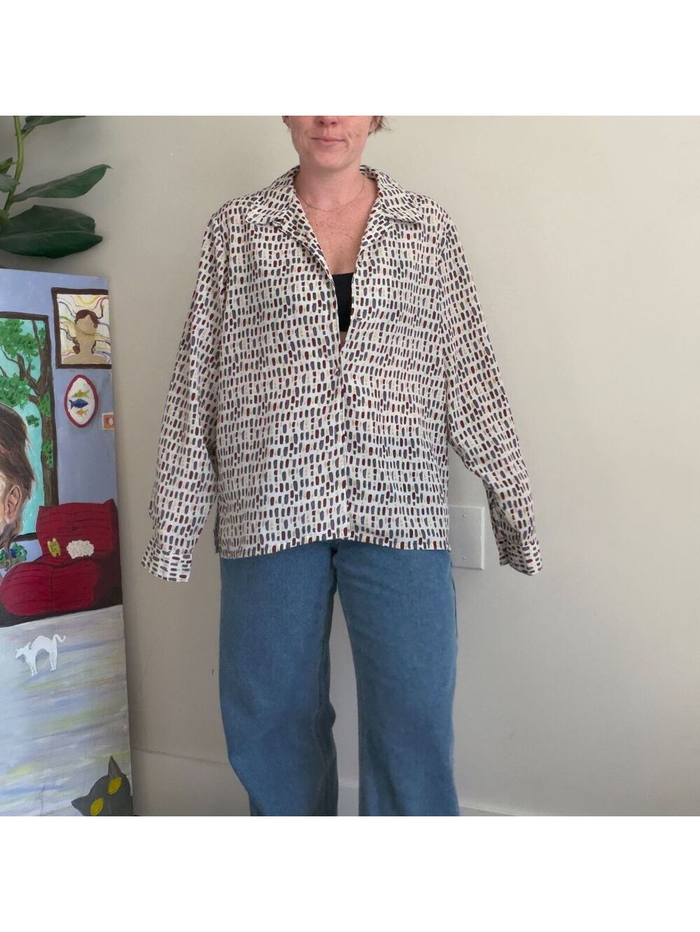 Vintage 90s abstract print button-up blouse